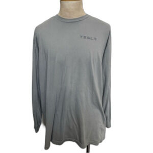 Tesla 100% Cotton Long Sleeve Grey Tesla T Shirt - Men Size 2XL